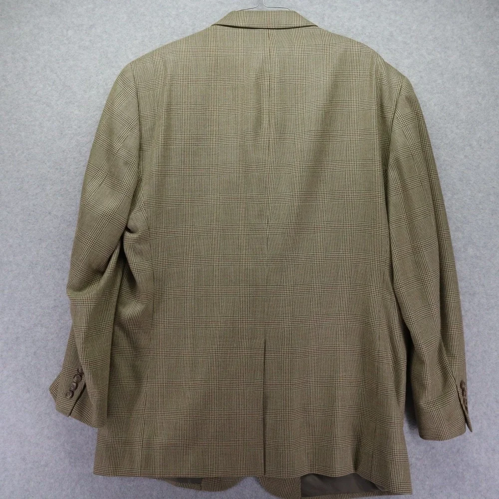 Jos A‎ Bank Blazer Mens 46L Wool/Silk 2-Button Suit Jacket Sport Coat Tan Plaid